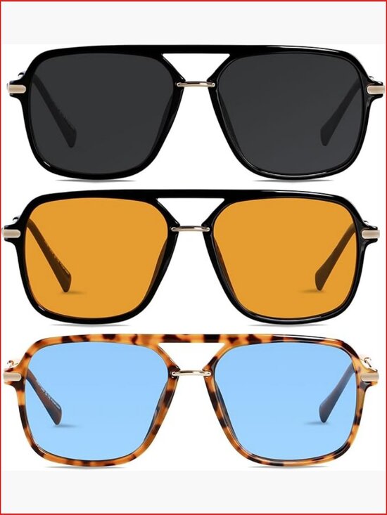 Retro Square Polarized Aviator Sunglasses for Women Men 90s Pilot Shades main image 5